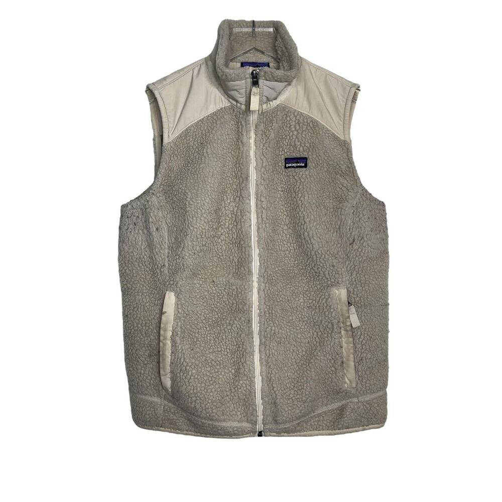 Patagonia Retro-X Full Zip Deep Pile Vest FLAW Natural Cream Womens Large